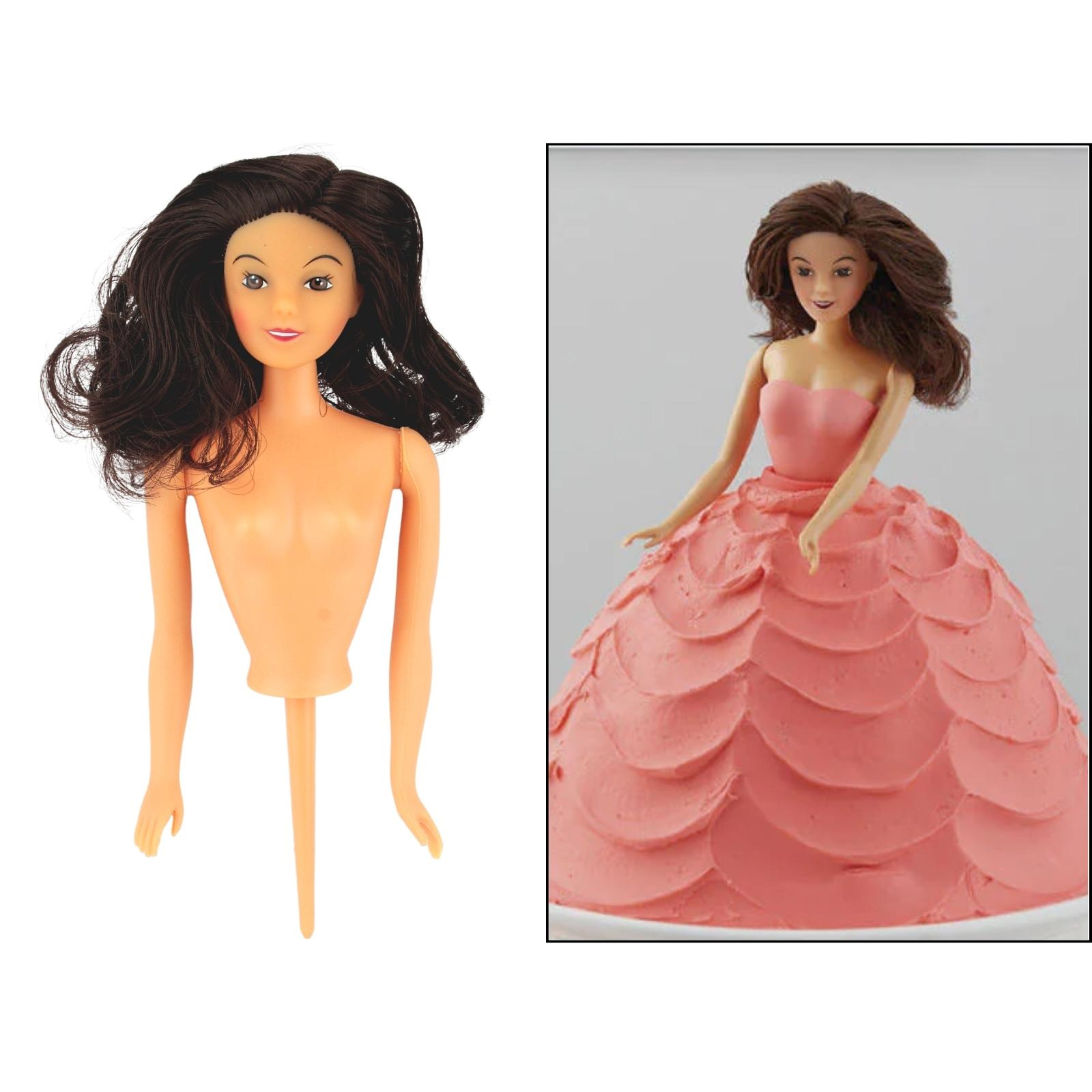 Dolly Varden Brunette Hair Doll Cake Pick