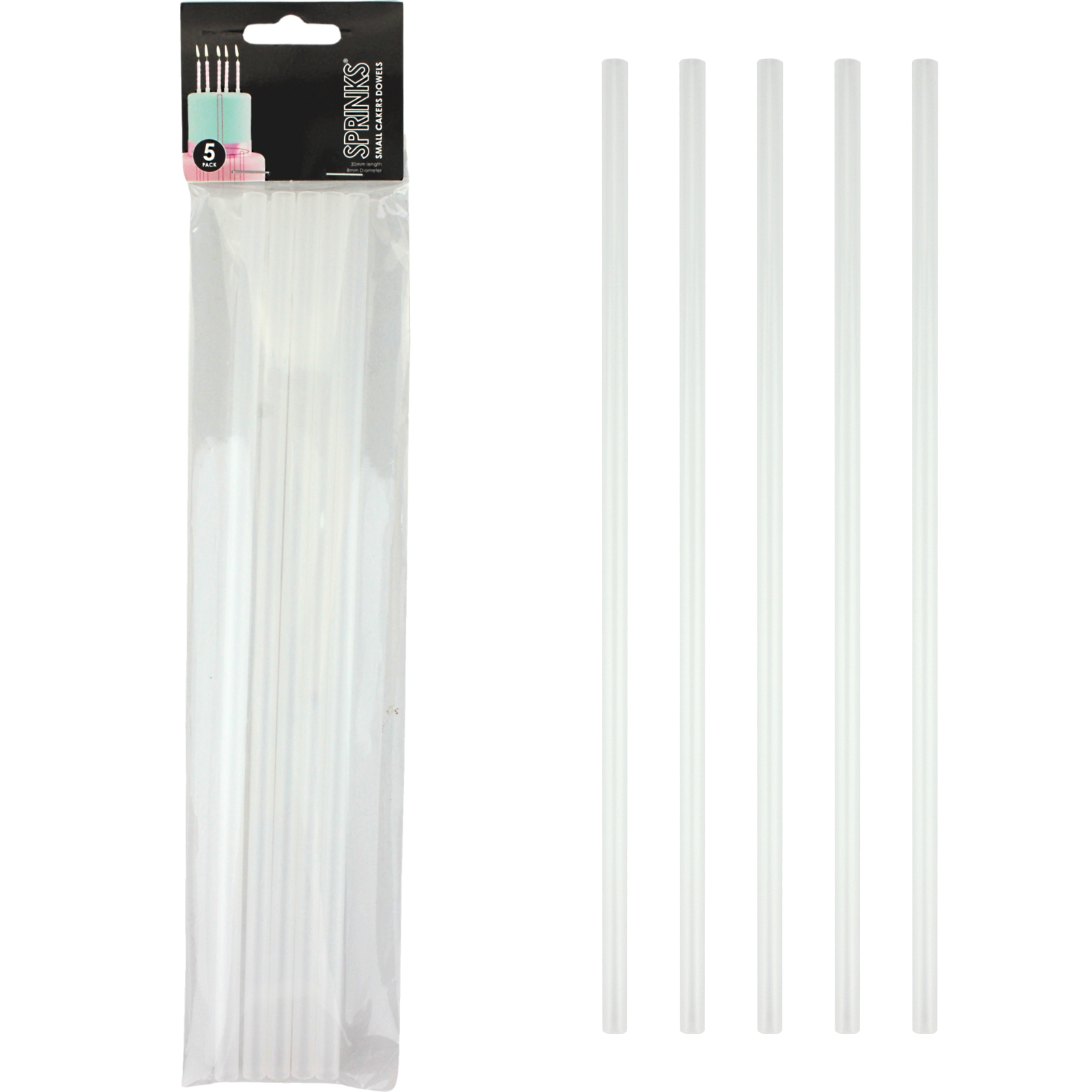 Sprinks Plastic Cake Dowels 8mm (Pack of 5)
