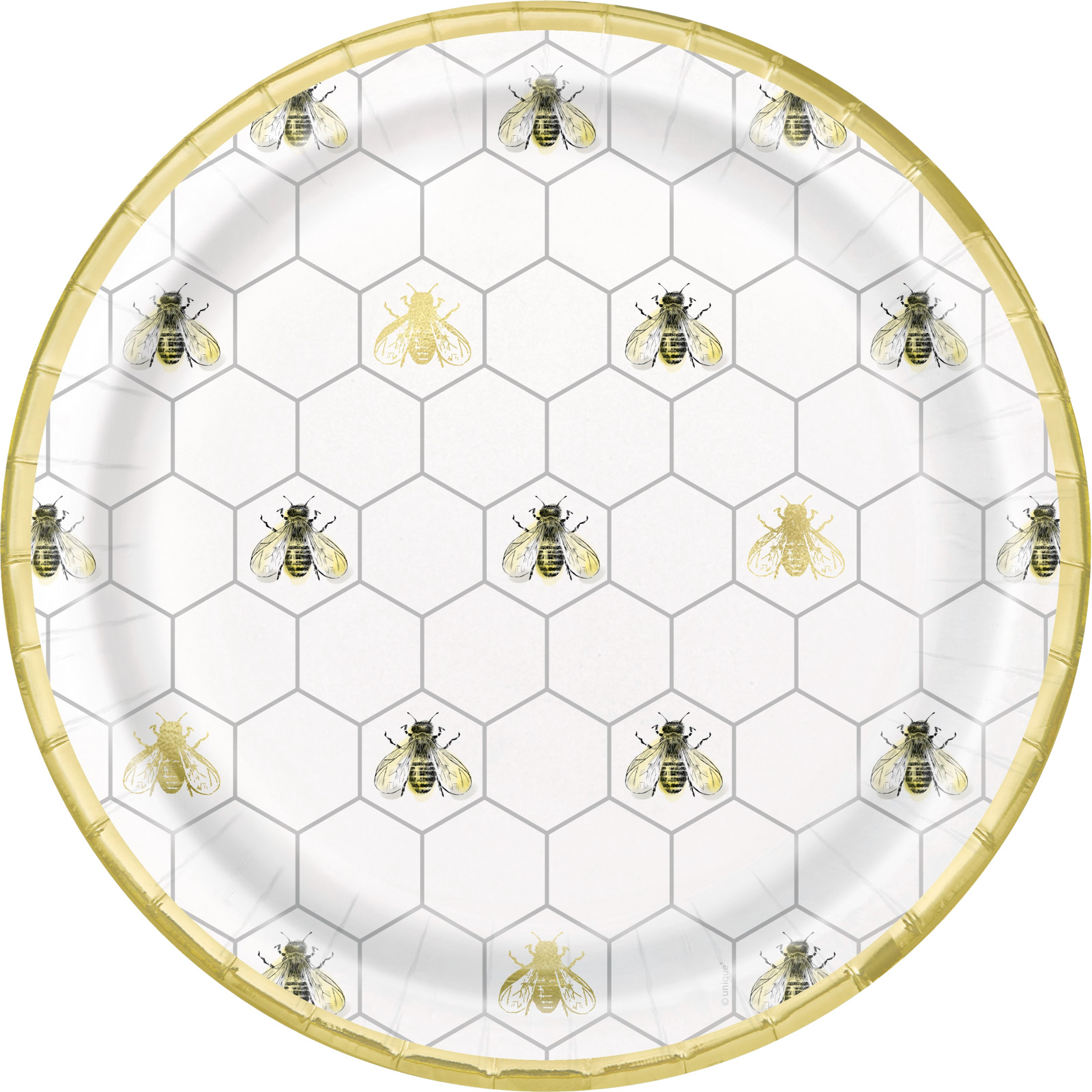 Golden Bumble Bee Large Paper Plates (Pack of 8)