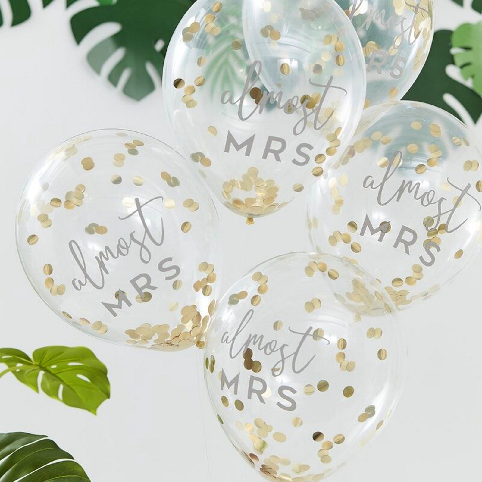Ginger Ray Almost Mrs Gold Confetti Filled Balloons (Pack of 5)