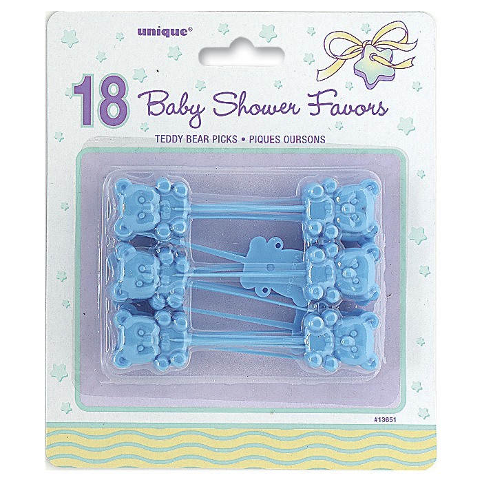 Blue Teddy Bear Picks (Pack of 18)
