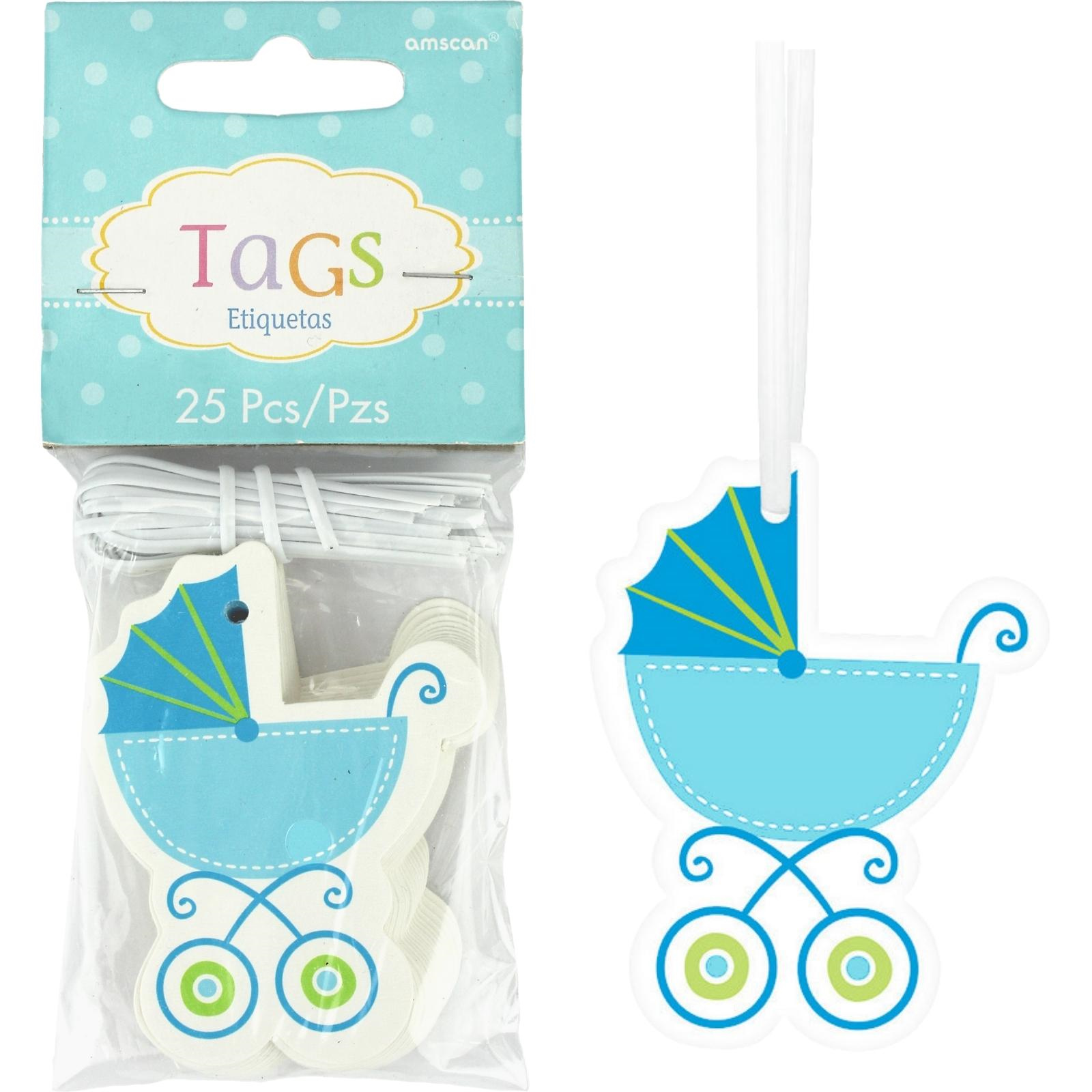 Blue Baby Carriage Paper Gift Tags (Pack of 25)