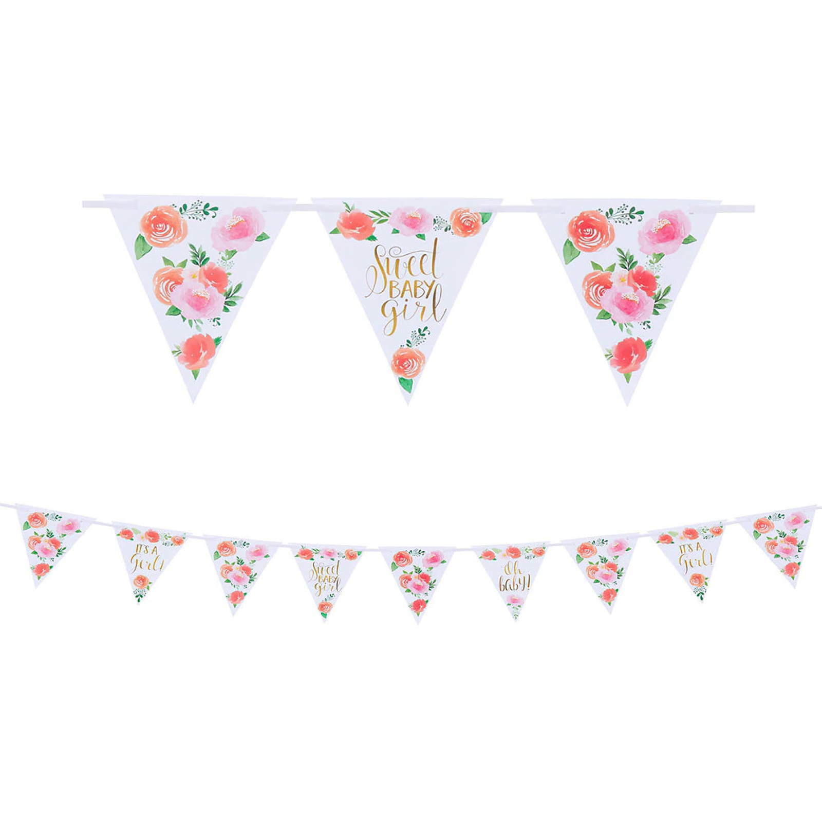 Floral Baby Girl Pennant Banner