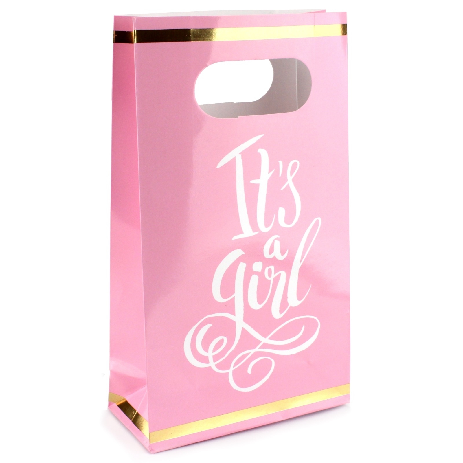 Pink and Gold It's A Girl Paper Treat Bags (Pack of 6)