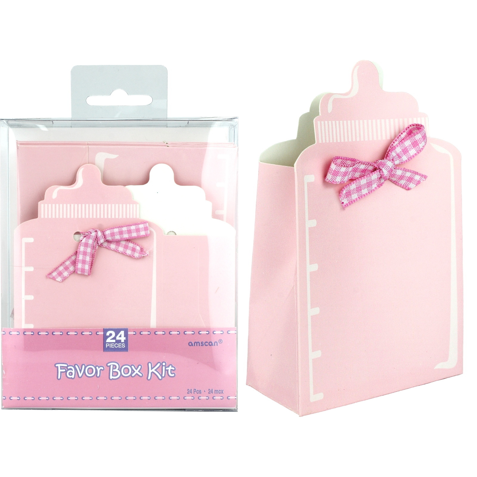 Pink Baby Bottle Favour Boxes (Pack of 24)
