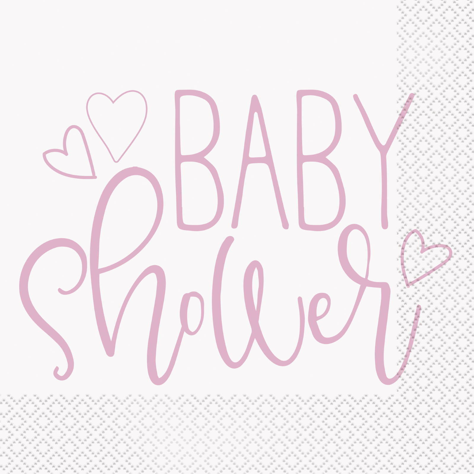 Pink Hearts Baby Shower Large Napkins / Serviettes (Pack of 16)