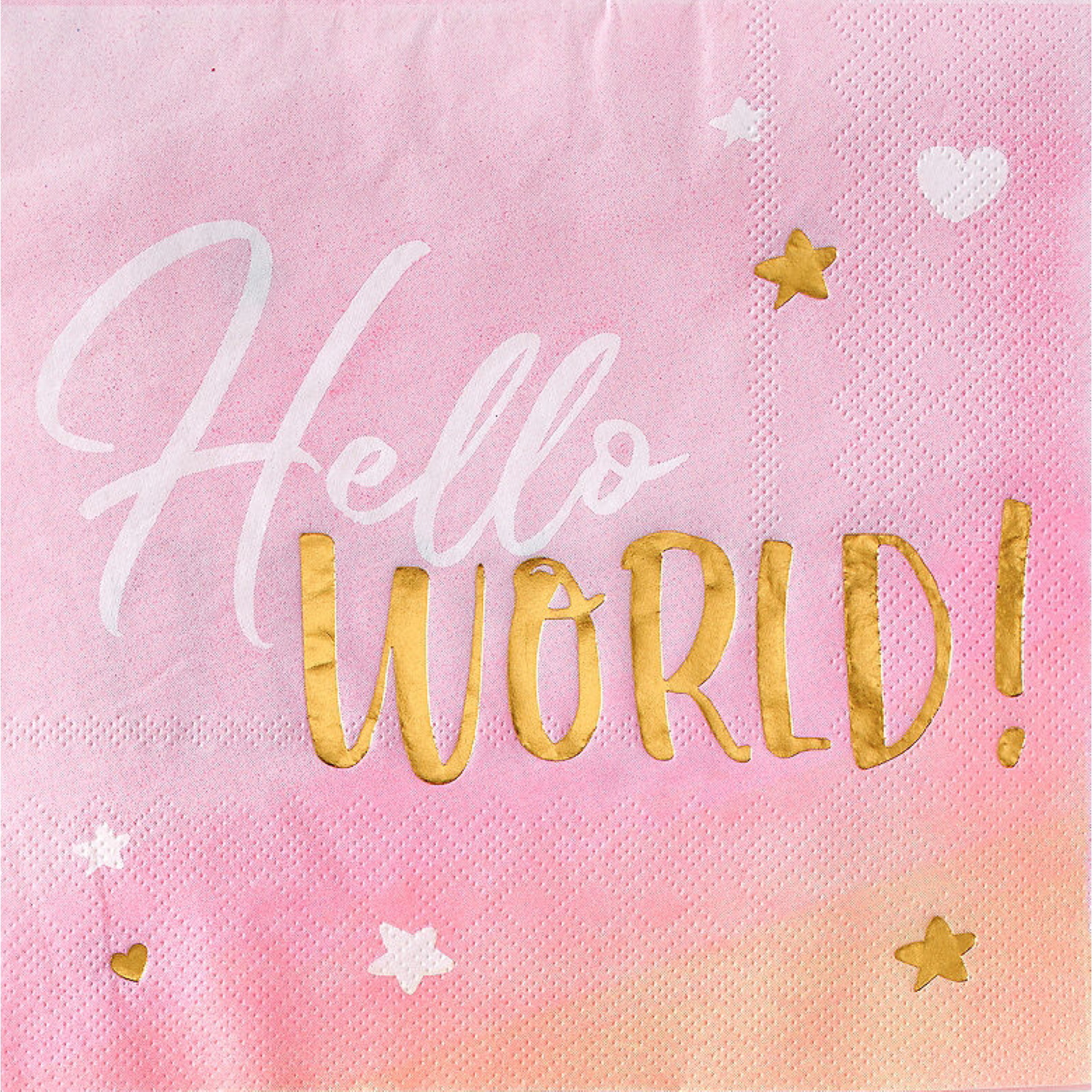 Baby Girl Hello World Large Napkins / Serviettes (Pack of 16)