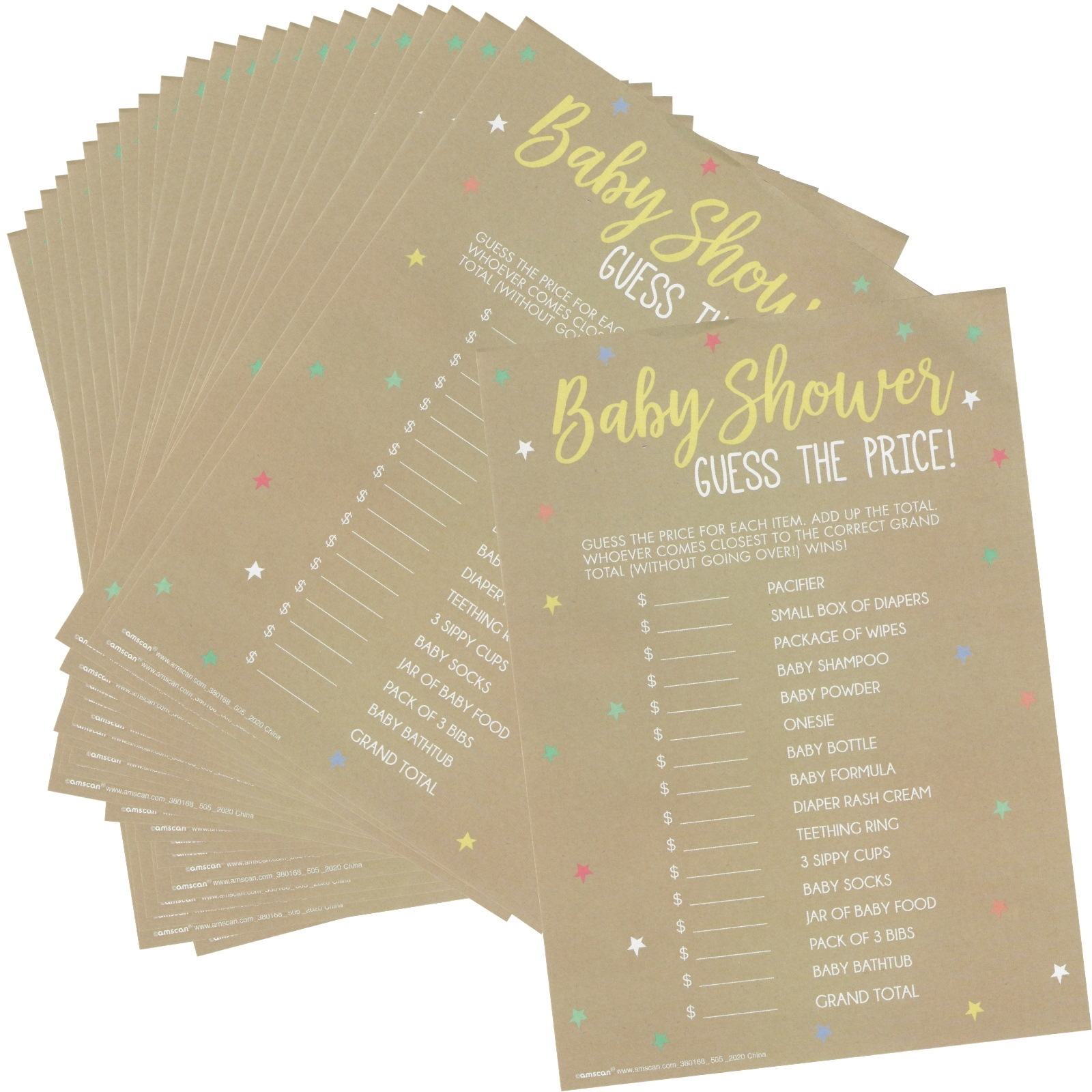 Baby Shower Guess The Price Game (Pack of 24)