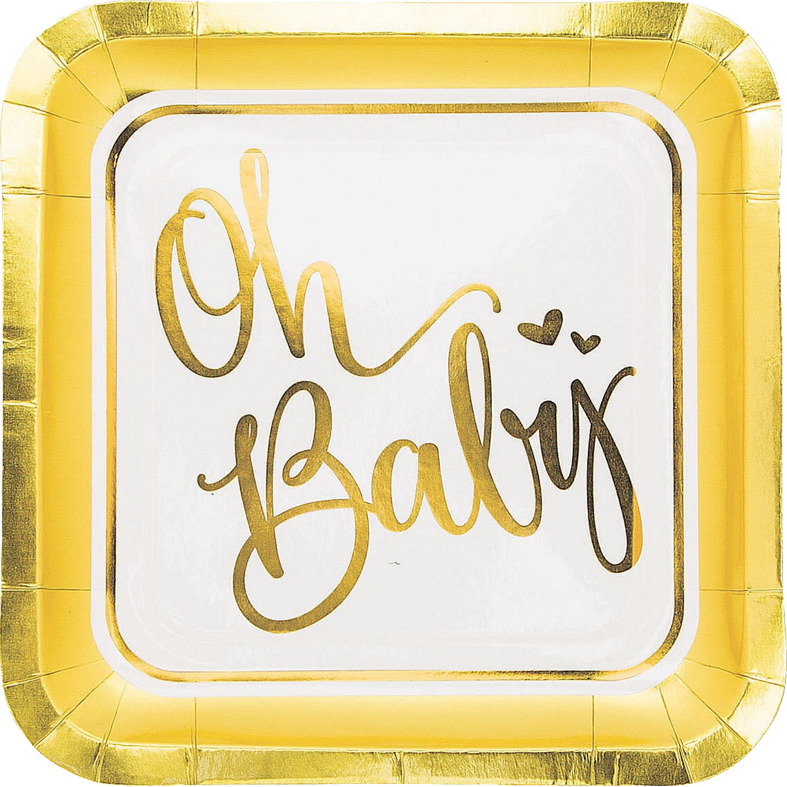 Oh Baby Gold Large Square Paper Plates (Pack of 8)