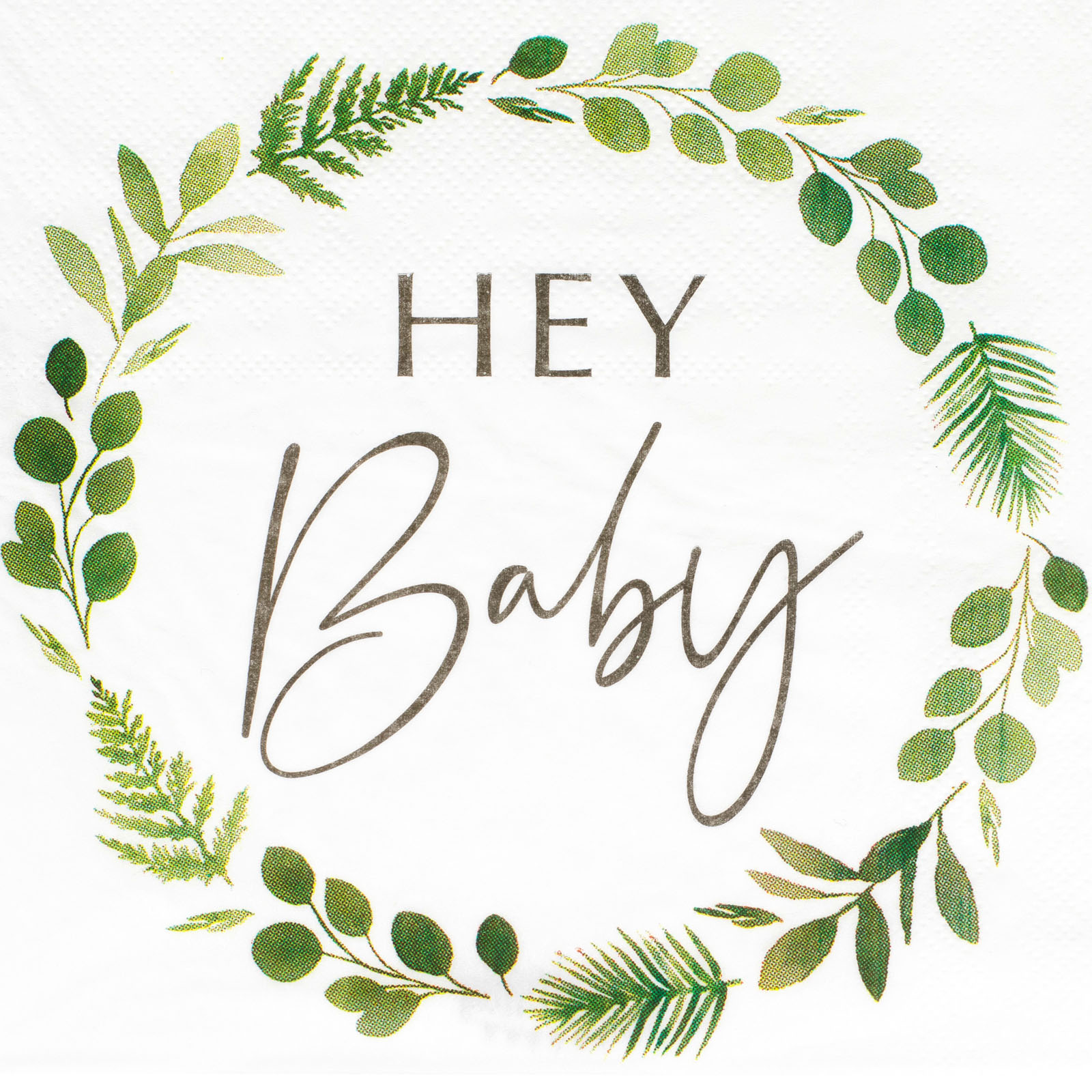 Ginger Ray Botanical Hey Baby Large Napkins / Serviettes (Pack of 16)