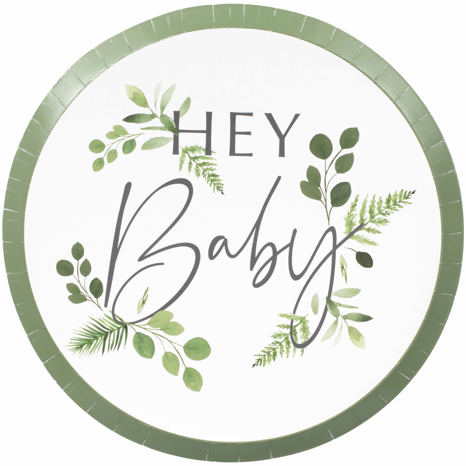 Ginger Ray Botanical Hey Baby Large Paper Plates (Pack of 8)