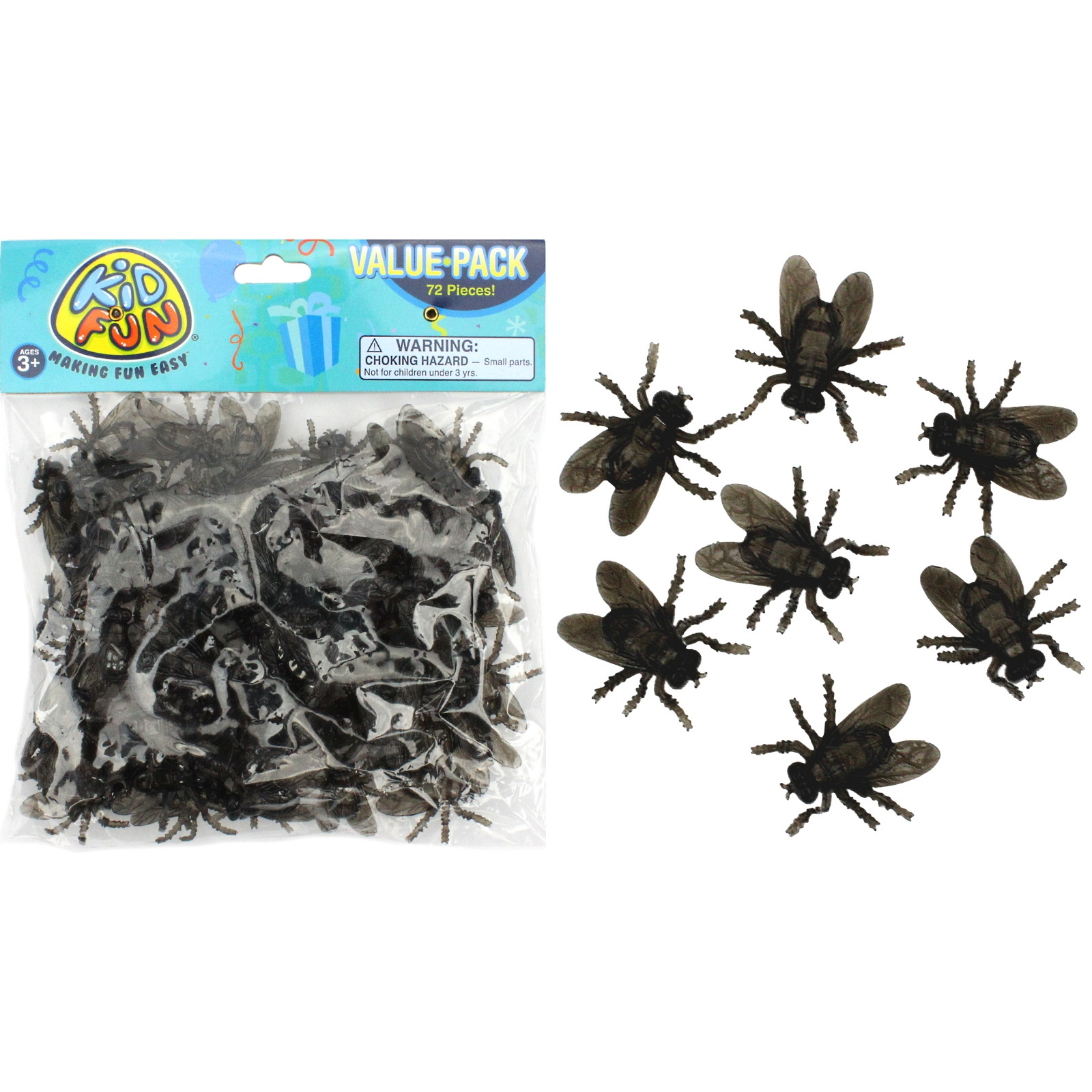 Plastic Black Flies (Pack of 72)