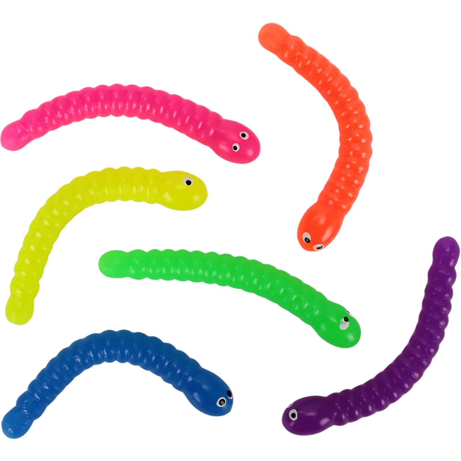 Neon Stretchy Worms (Pack of 6) 