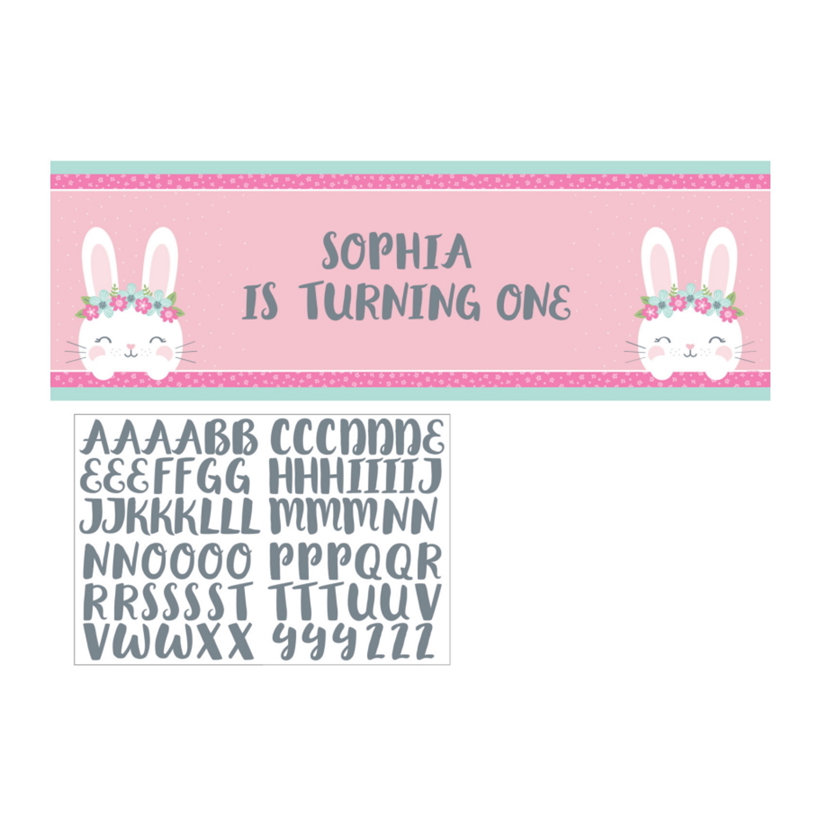 Floral Bunny Personalised Giant Banner