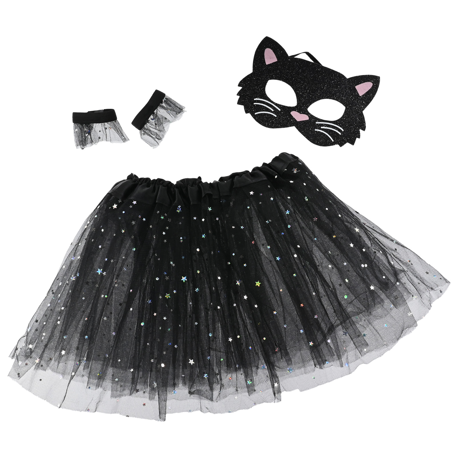 Kids Black Cat Mask and Tutu Set 