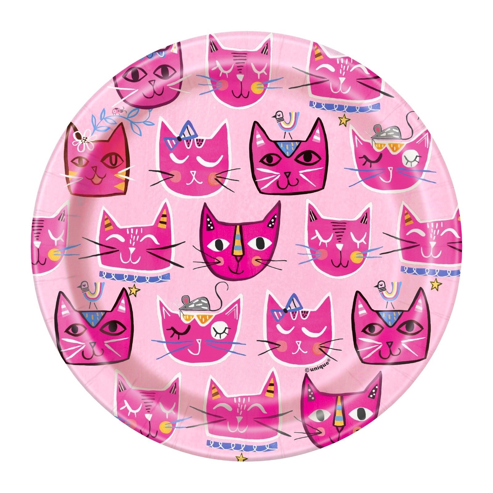 Pink Cat Small Paper Plates (Pack of 8)