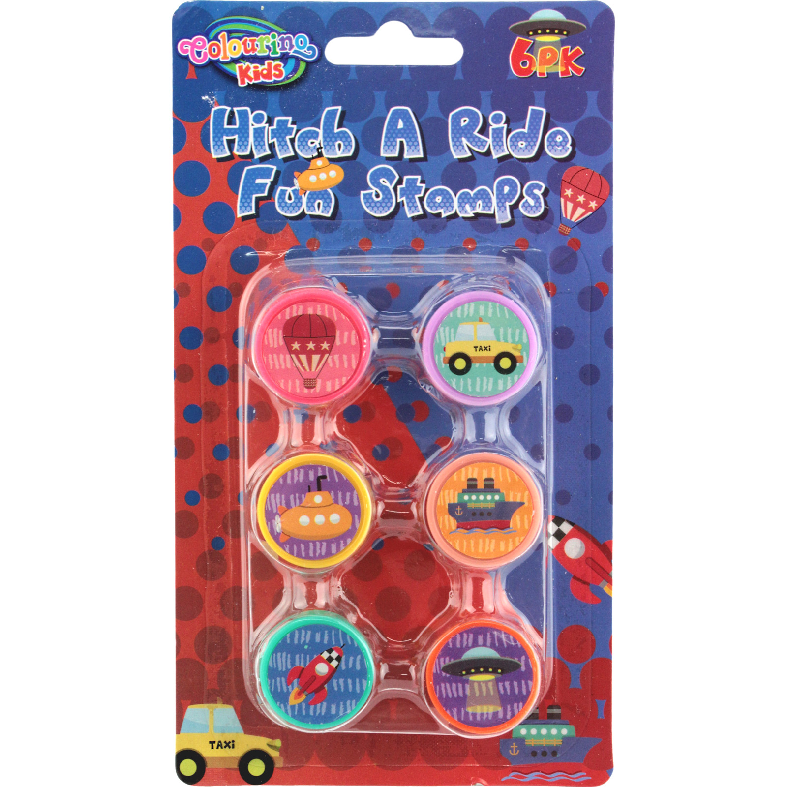 Hitch A Ride Fun Transport Stamps (Pack of 6)
