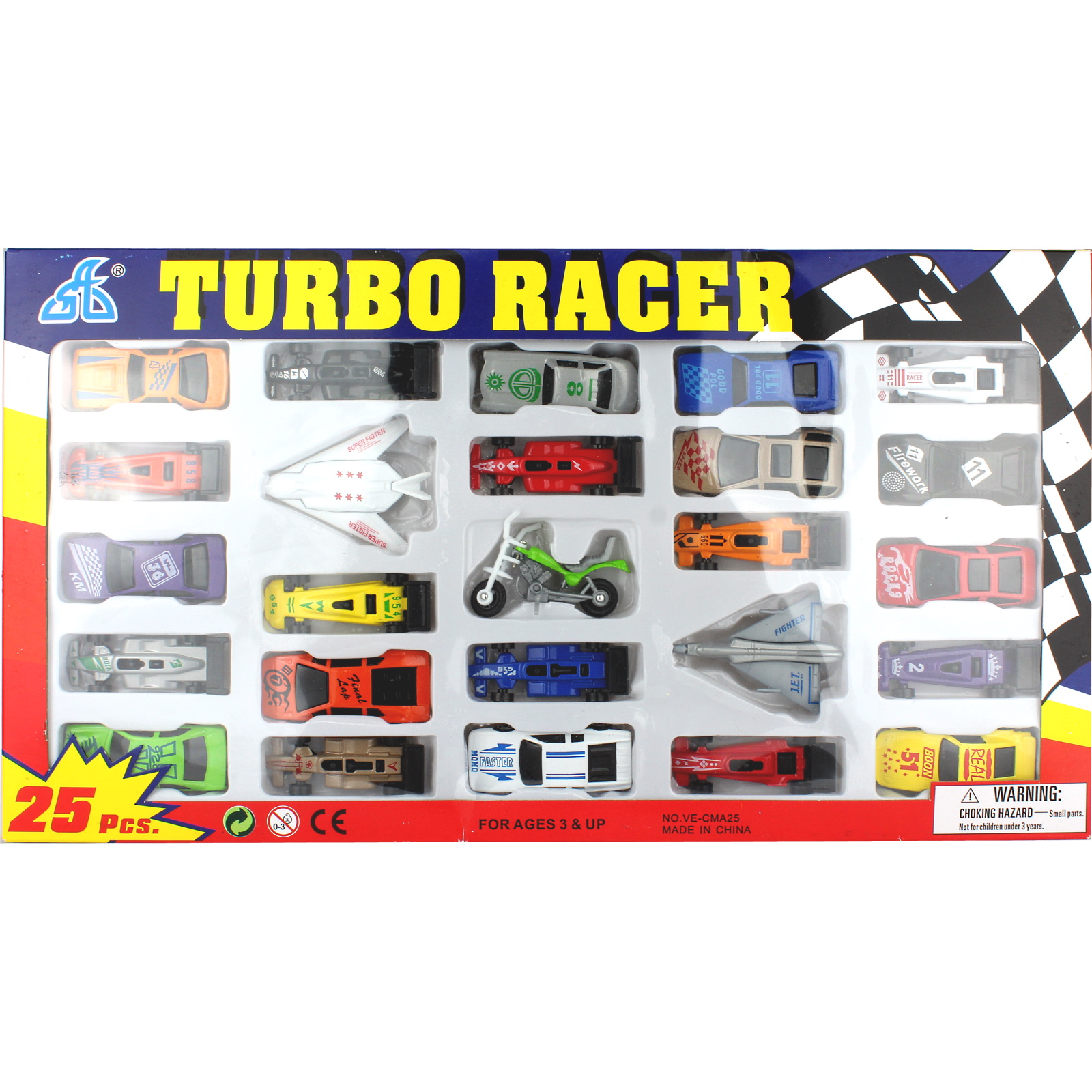 Die Cast Turbo Racer Vehicle Set (Pack of 25)