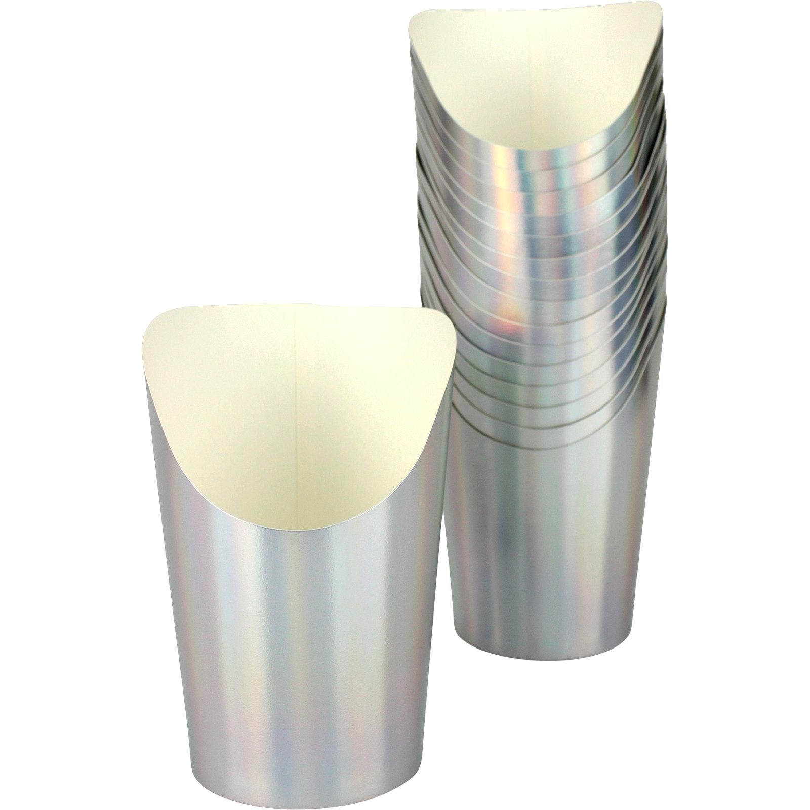 Silver Iridescent Paper Charcuterie Cups 222ml (Pack of 16)