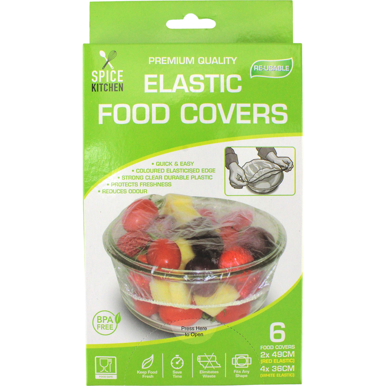Re-Usable Elastic Food Covers (Pack of 6)