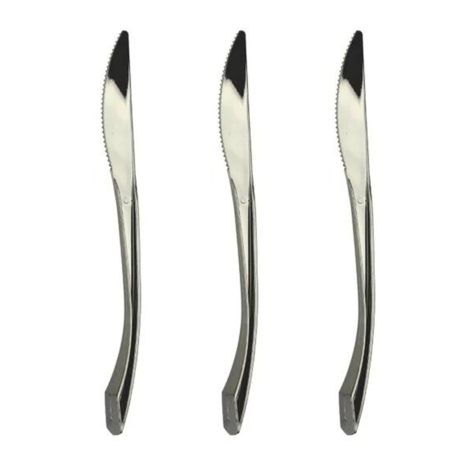 Stainless Steel Look Flair Reusable Plastic Knives (Pack of 50)