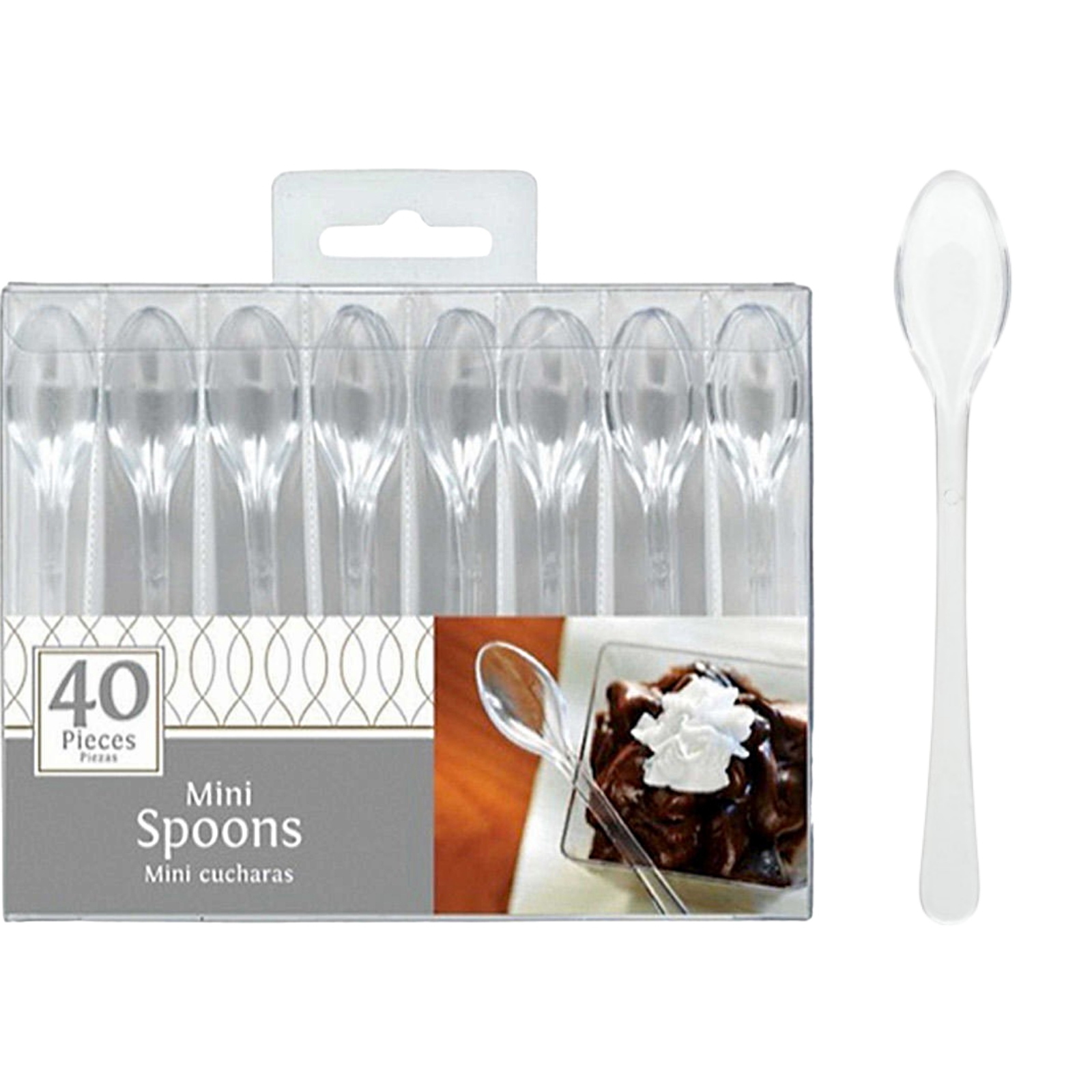 Mini Clear Plastic Cocktail Spoons (Pack of 40)