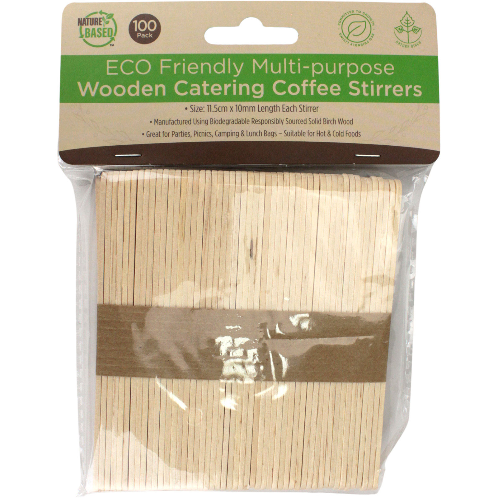 Multi-Purpose Wooden Coffee Stirrers (Pack of 100) 