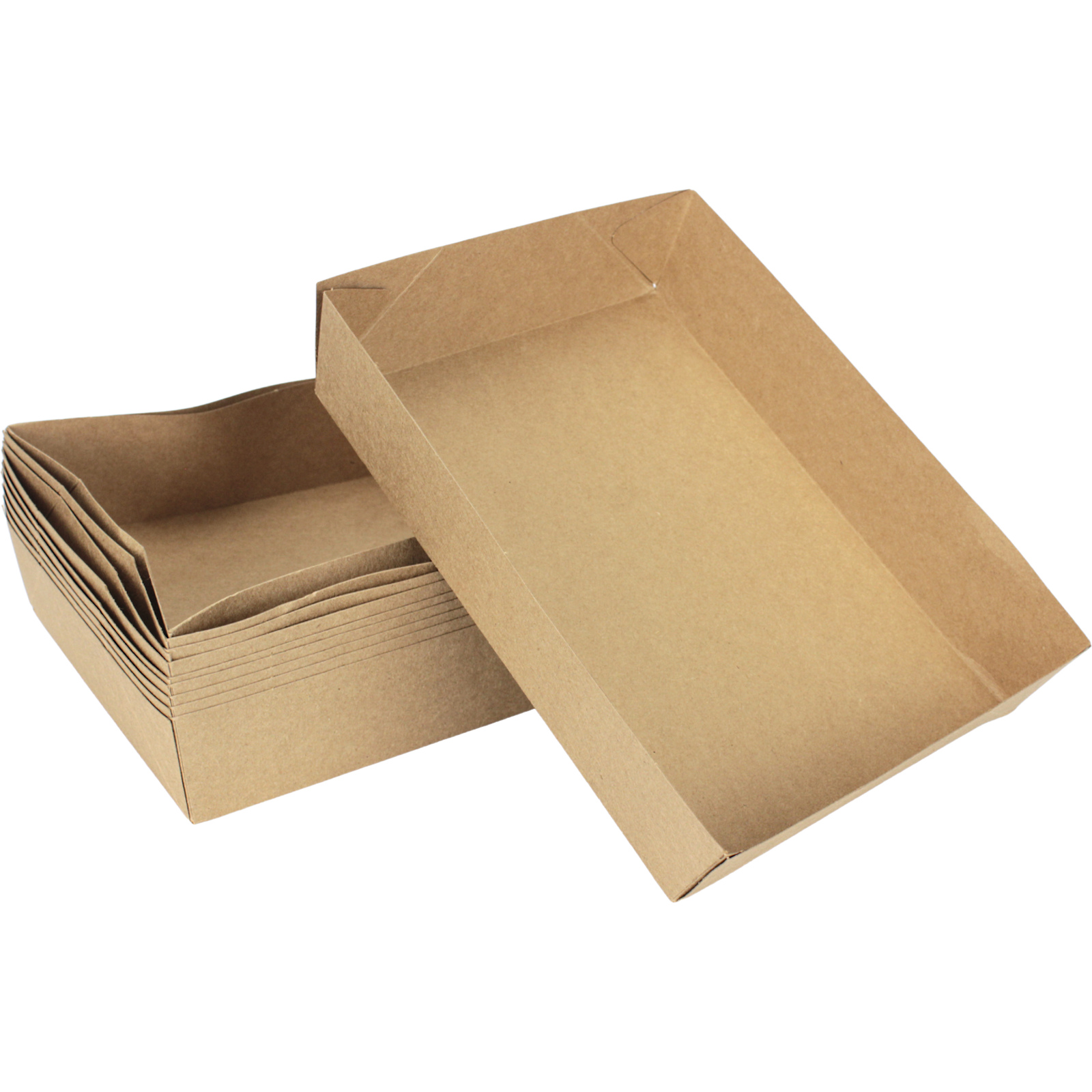 Brown Eco Kraft Paper Trays 23cm x 17cm x 5cm (Pack of 10)