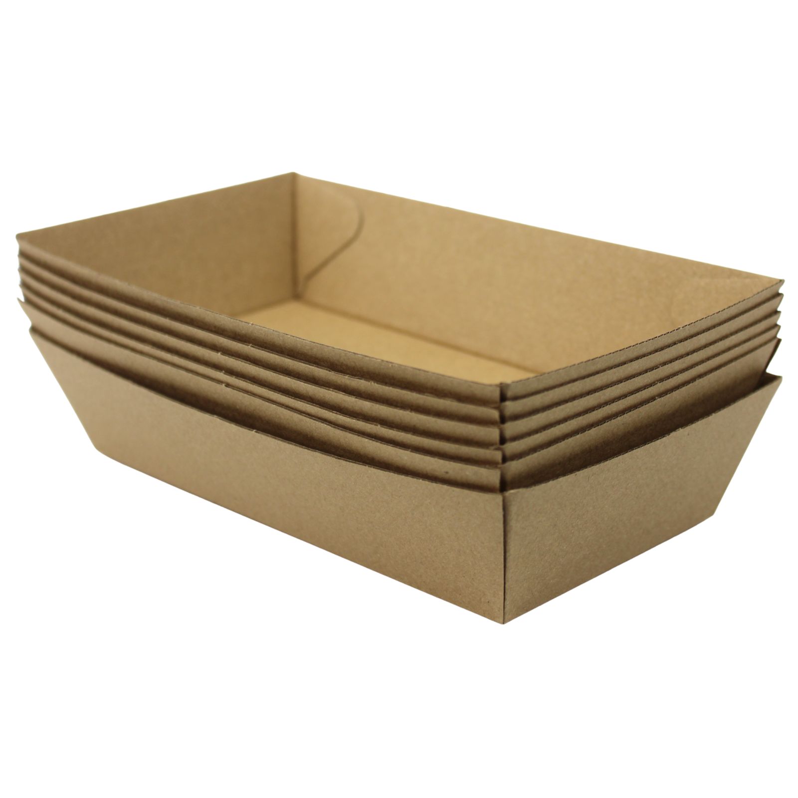 Brown Kraft Paper Food Trays 17.5cm x 9cm (Pack of 6)