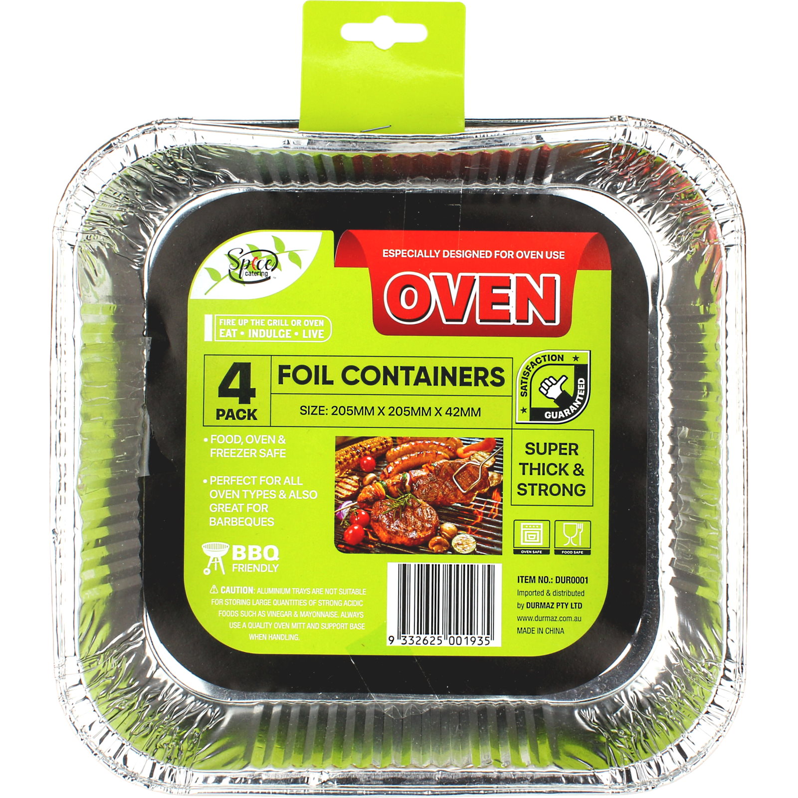 Square Foil Containers 20.5cm x 20.5cm x 4.2cm (Pack of 4)