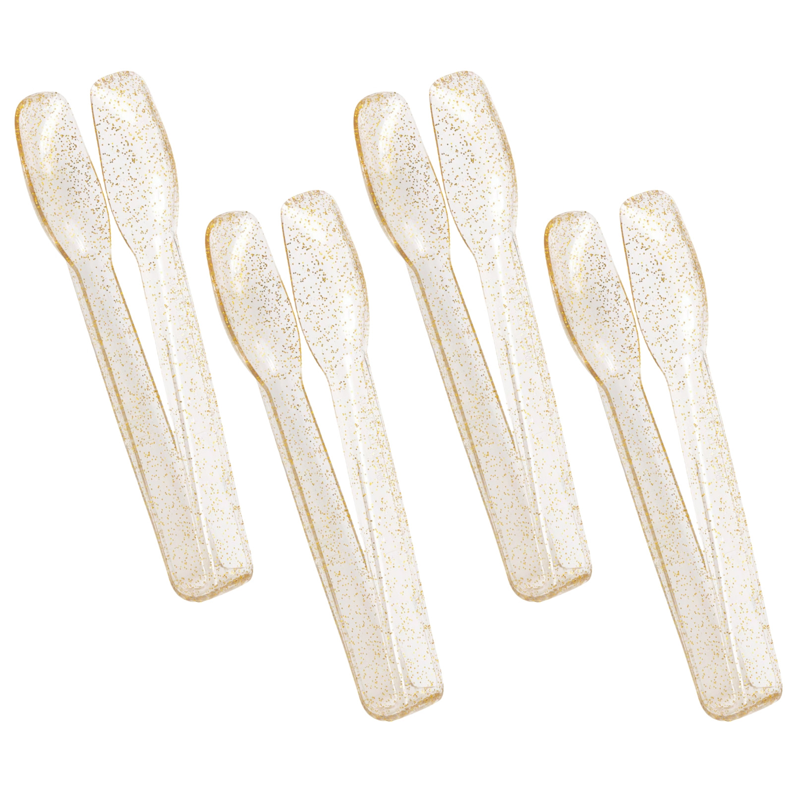 Mini Gold Glitter Reusable Salad Tongs (Pack of 4) 