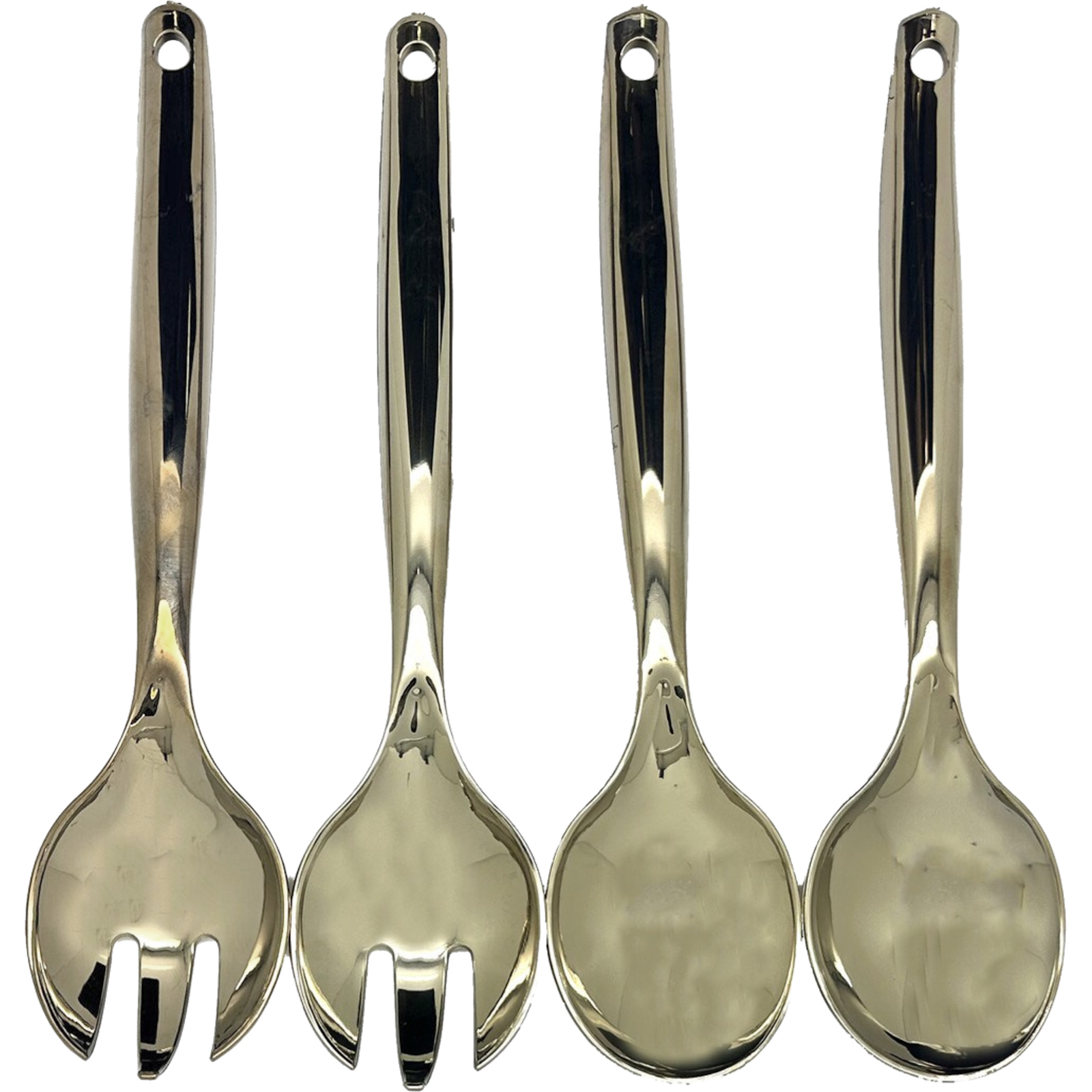 Gold Plastic Serving Utensil Sets (4 Pieces) 