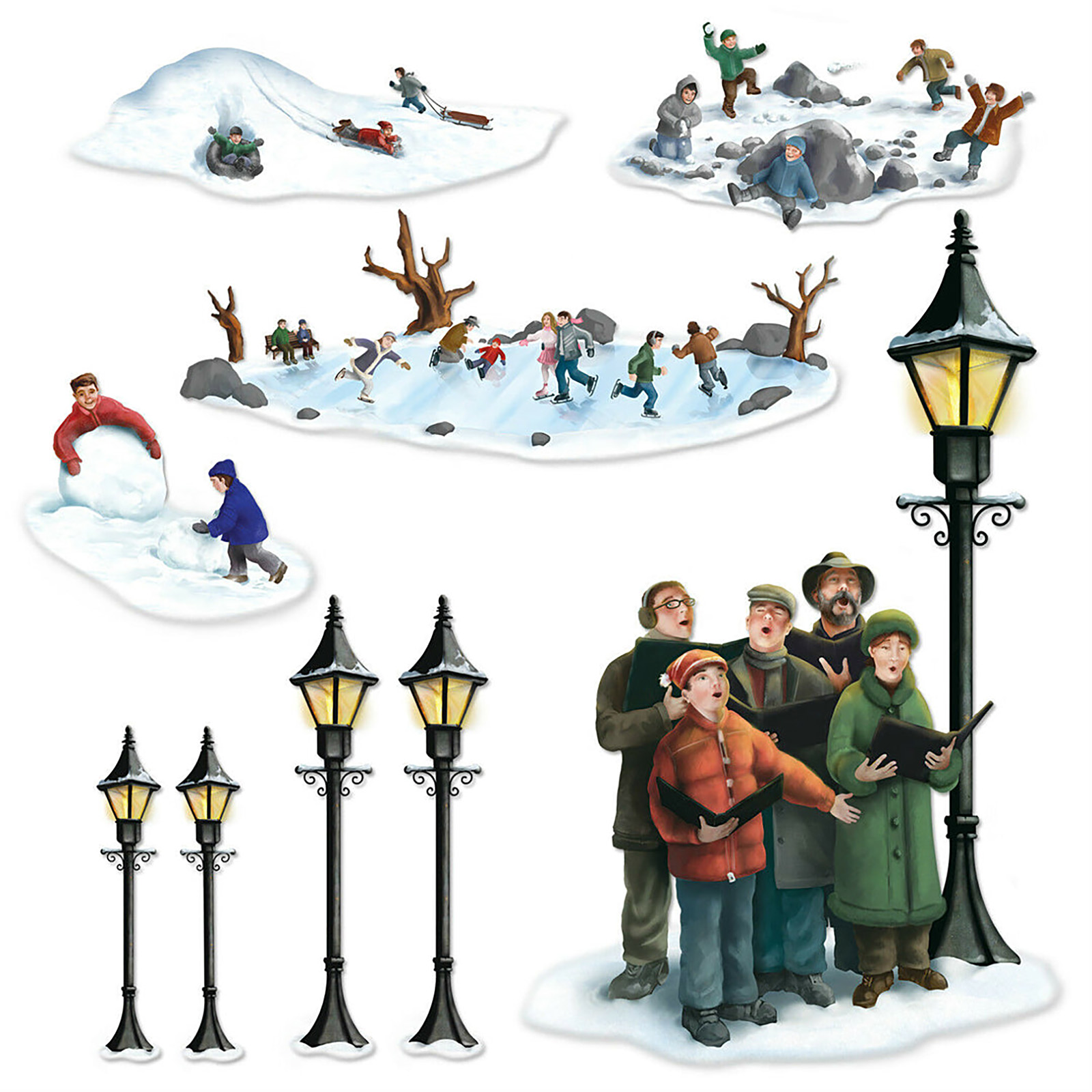 Insta Theme Carolers and Winter Fun Wall Props (9 Pieces)  