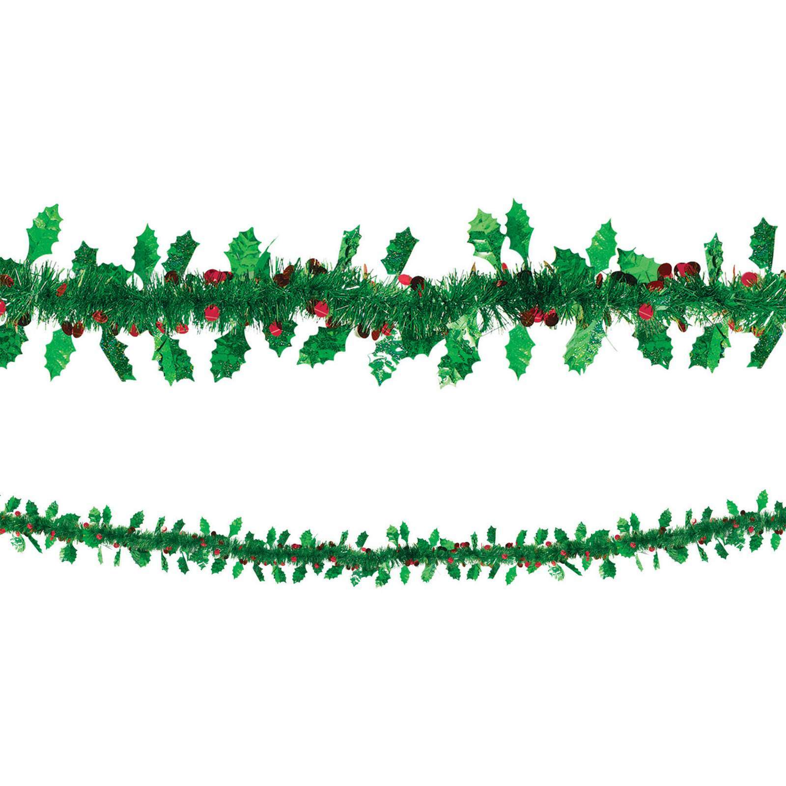 Christmas Holly Tinsel Garland 