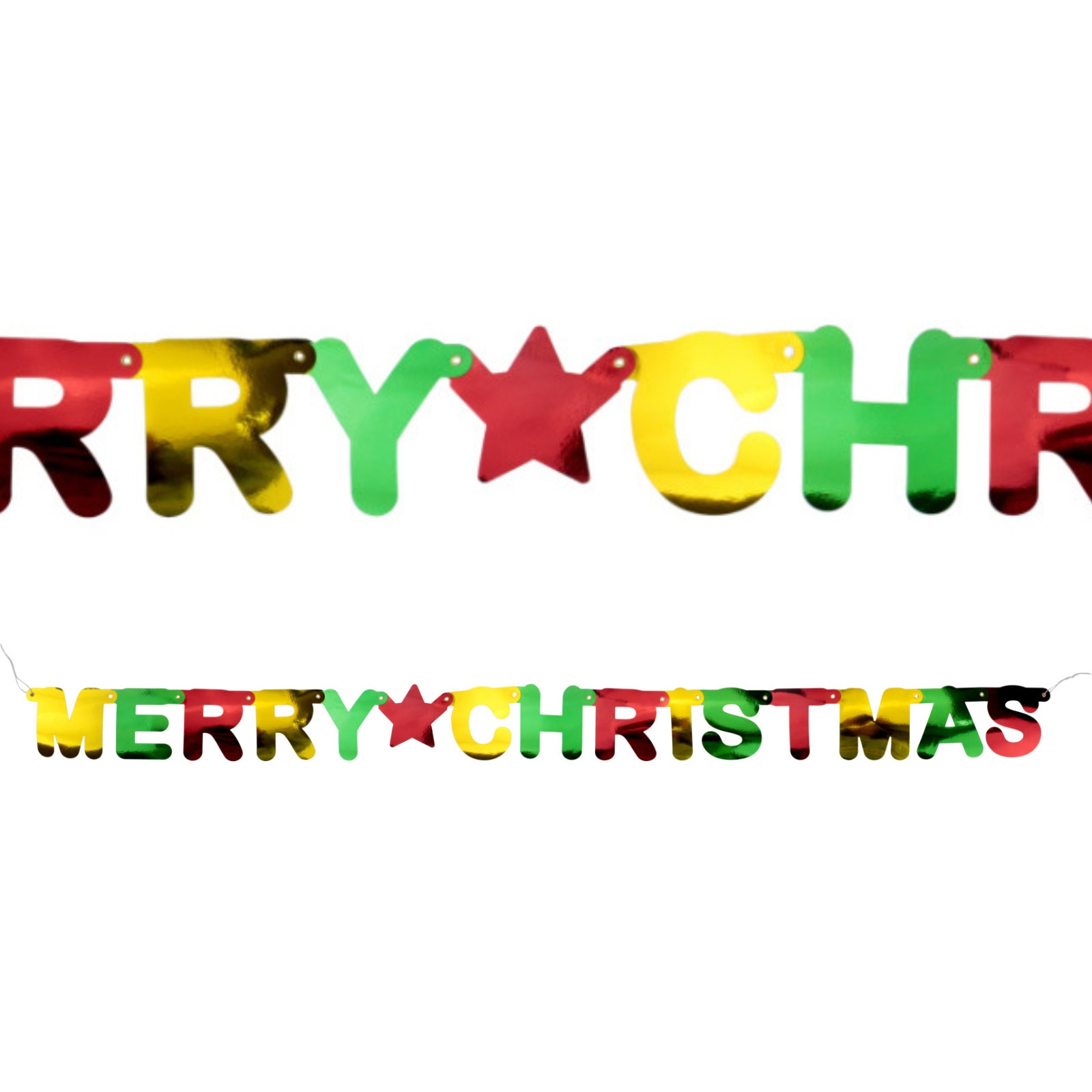 Metallic Red, Green and Gold Merry Christmas Jointed Banner