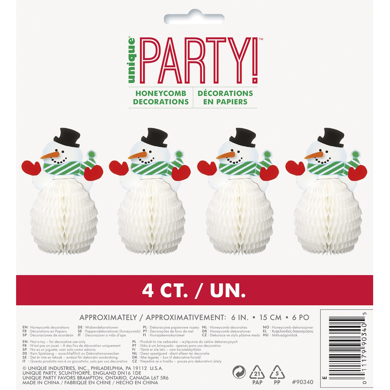 Snowman Mini Honeycomb Centrepieces (Set of 4)