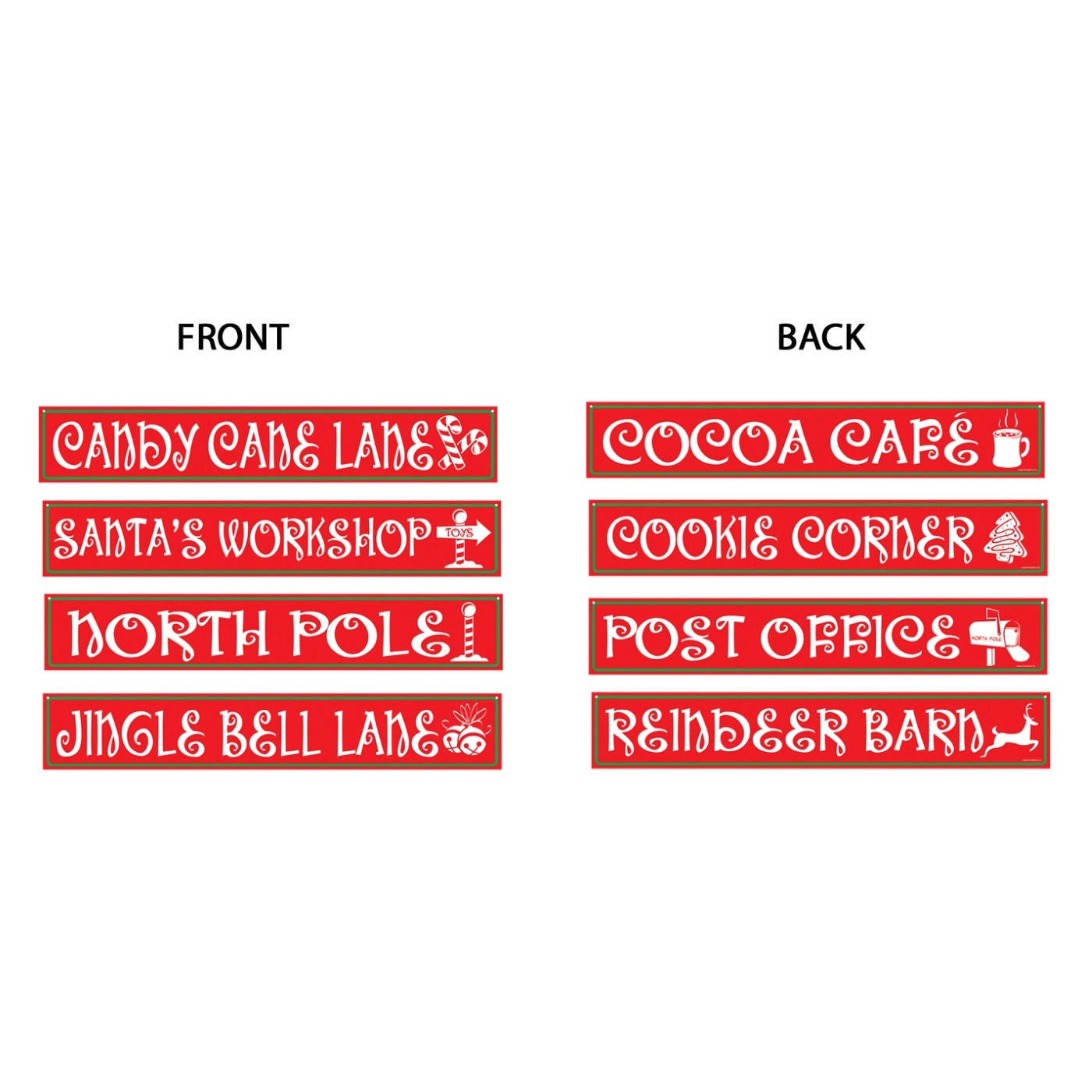 North Pole Street Sign Decorations (Pack of 4)