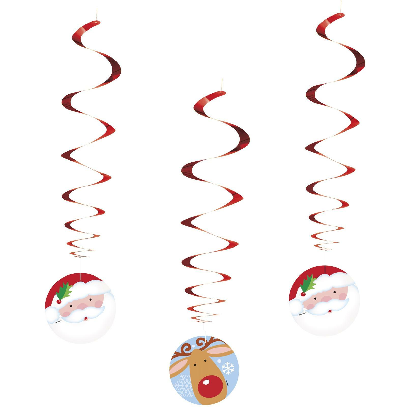Santa and Reindeer Hanging Decorations (Pack of 3)
