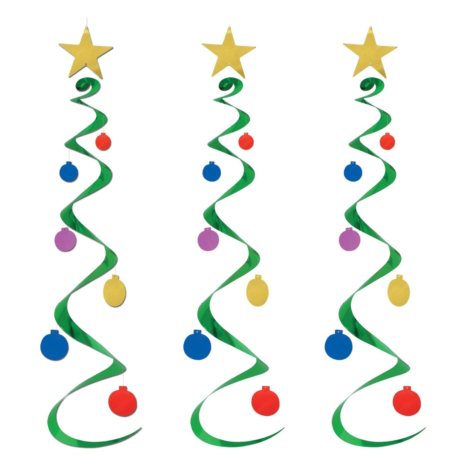 Christmas Tree Swirl Decorations (Pack of 3) 