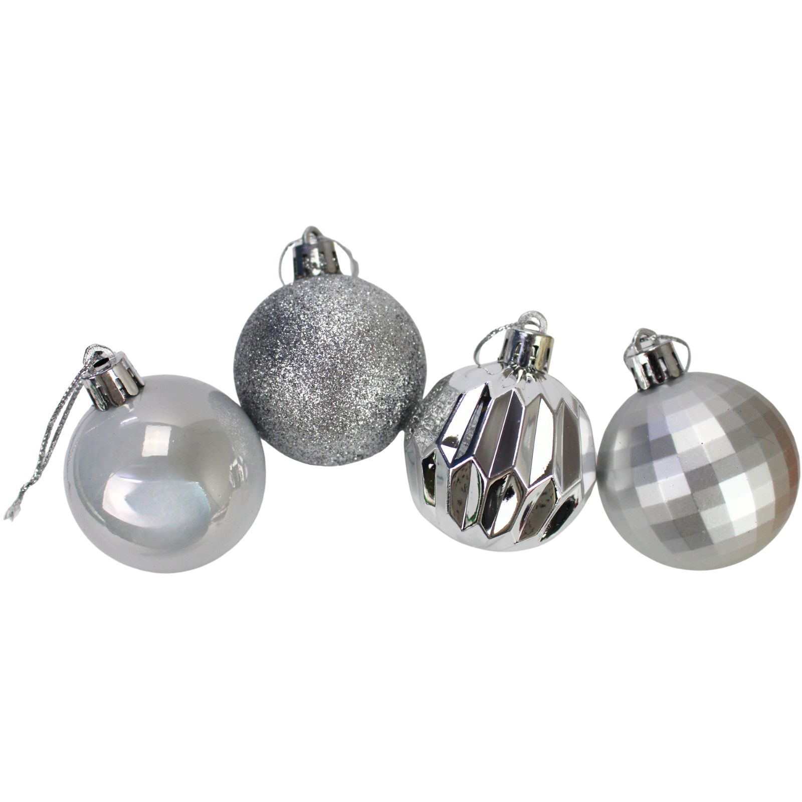 Assorted Silver Christmas Tree Baubles (Pack of 10)