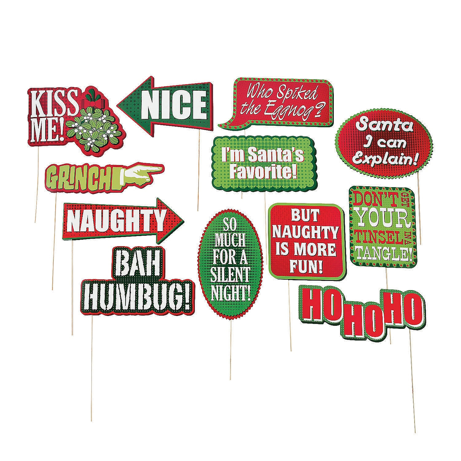Christmas Expressions Photo Booth Props (Pack of 12)