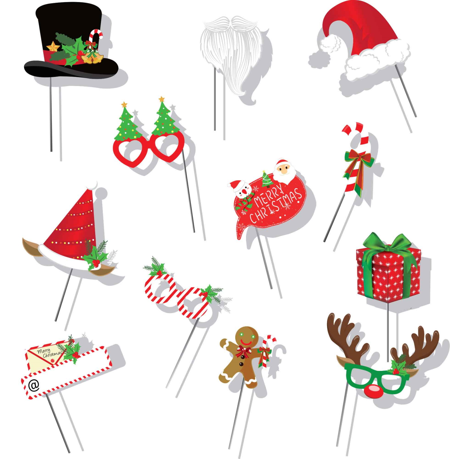 Christmas Fun Photo Booth Prop Set (Pack of 12)