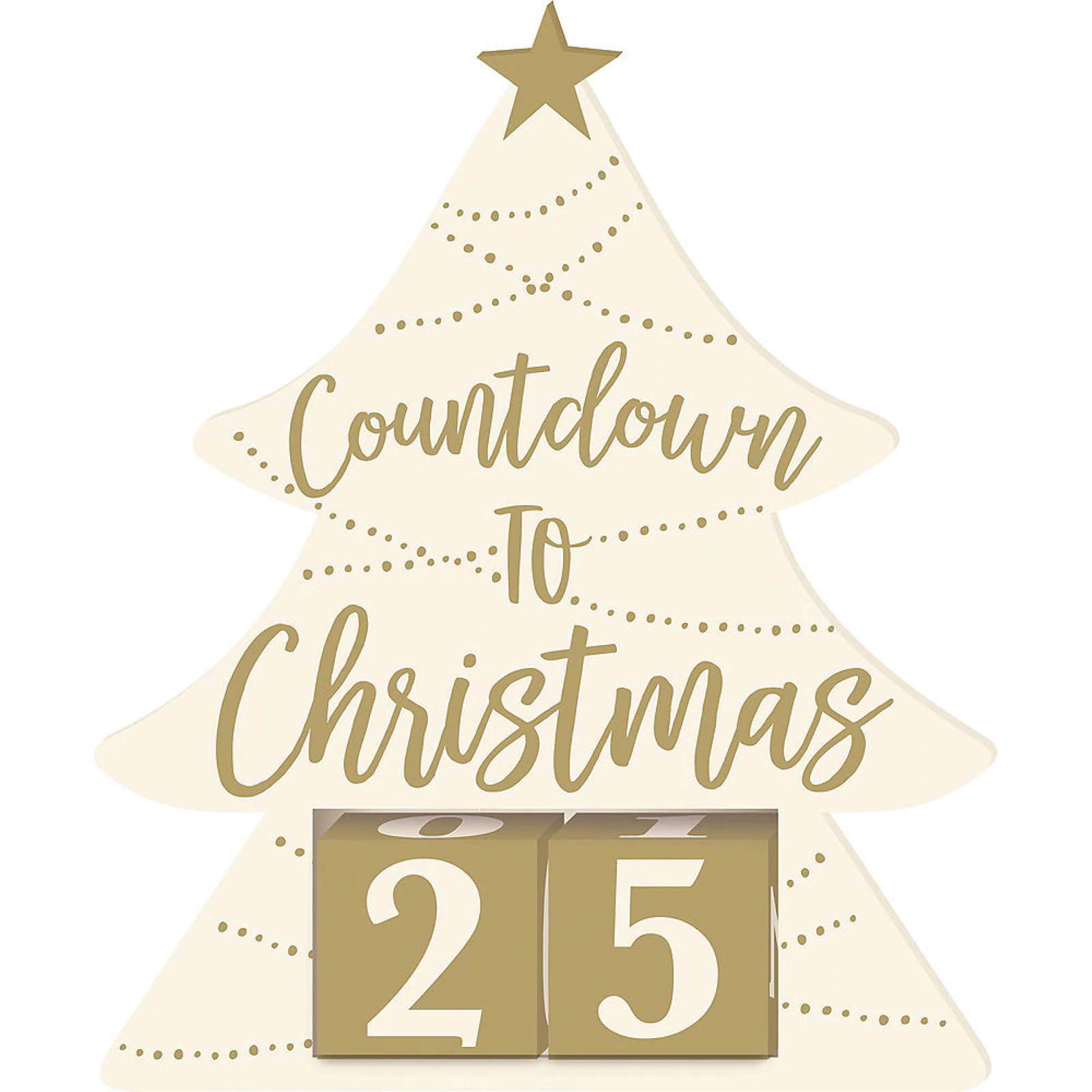 Gold Joy Wooden Christmas Tree Countdown Sign
