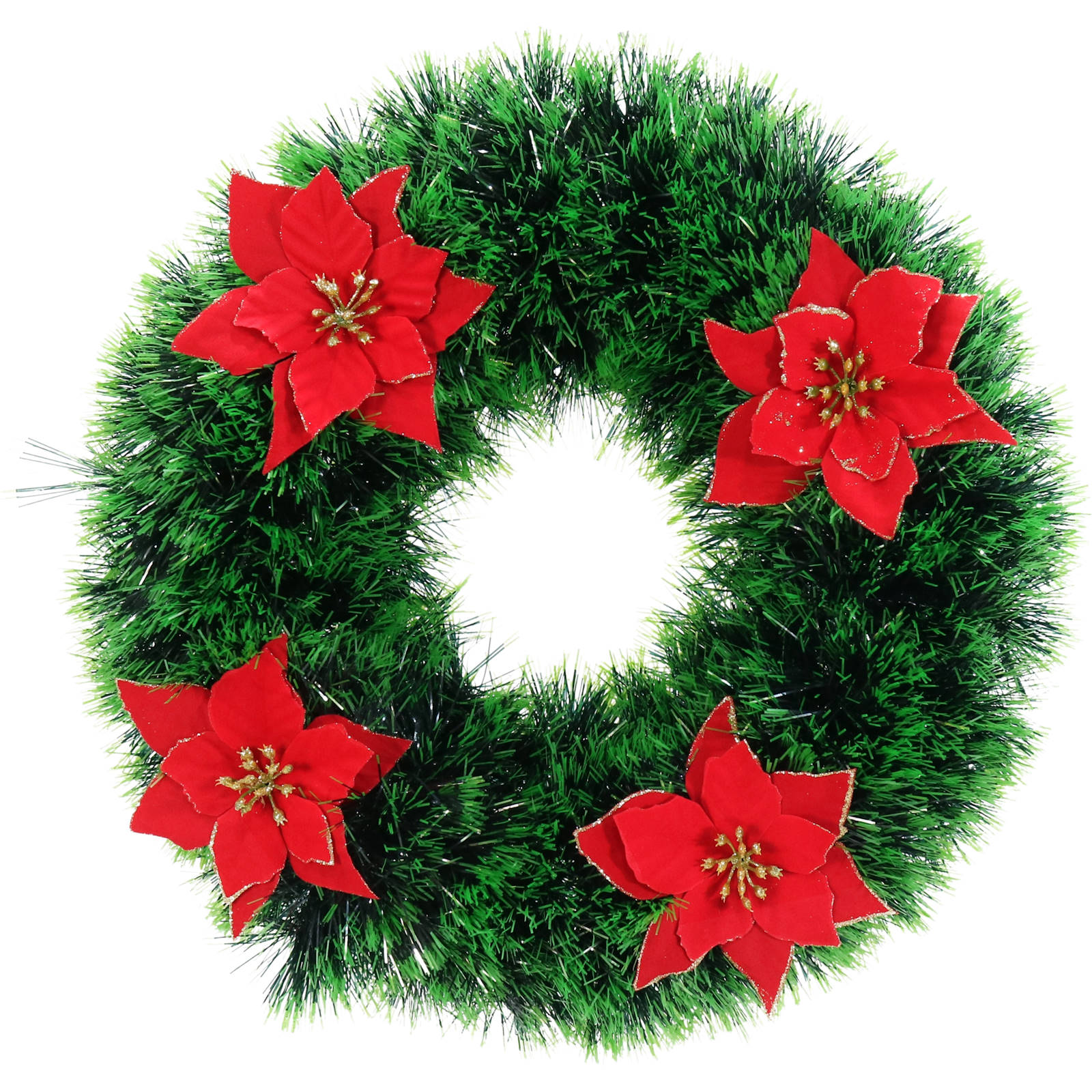 Poinsettia Christmas Tinsel Wreath