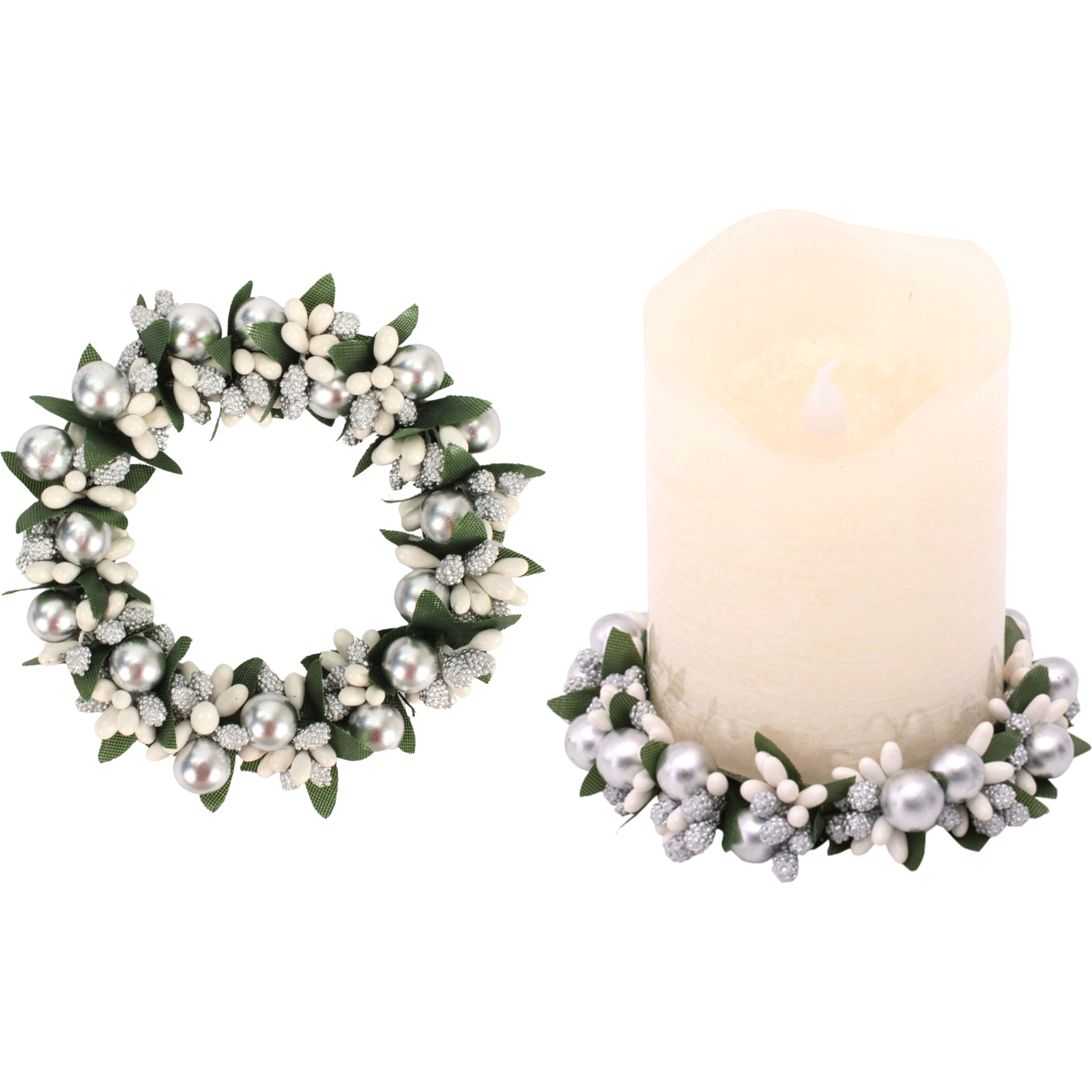 Mini Silver Berry Wreath Decoration 11cm 