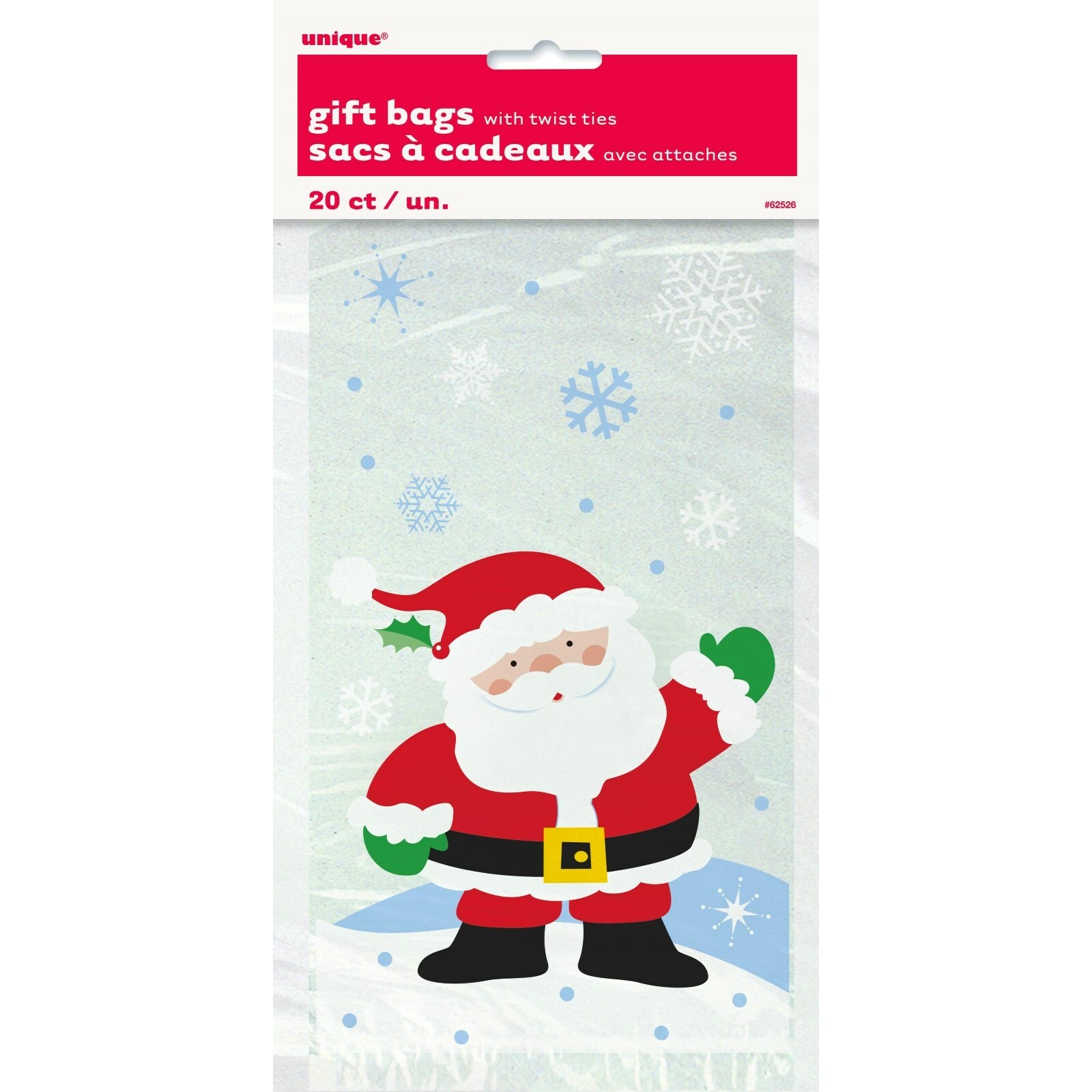Santa Cellophane Treat Bags (Pack of 20)