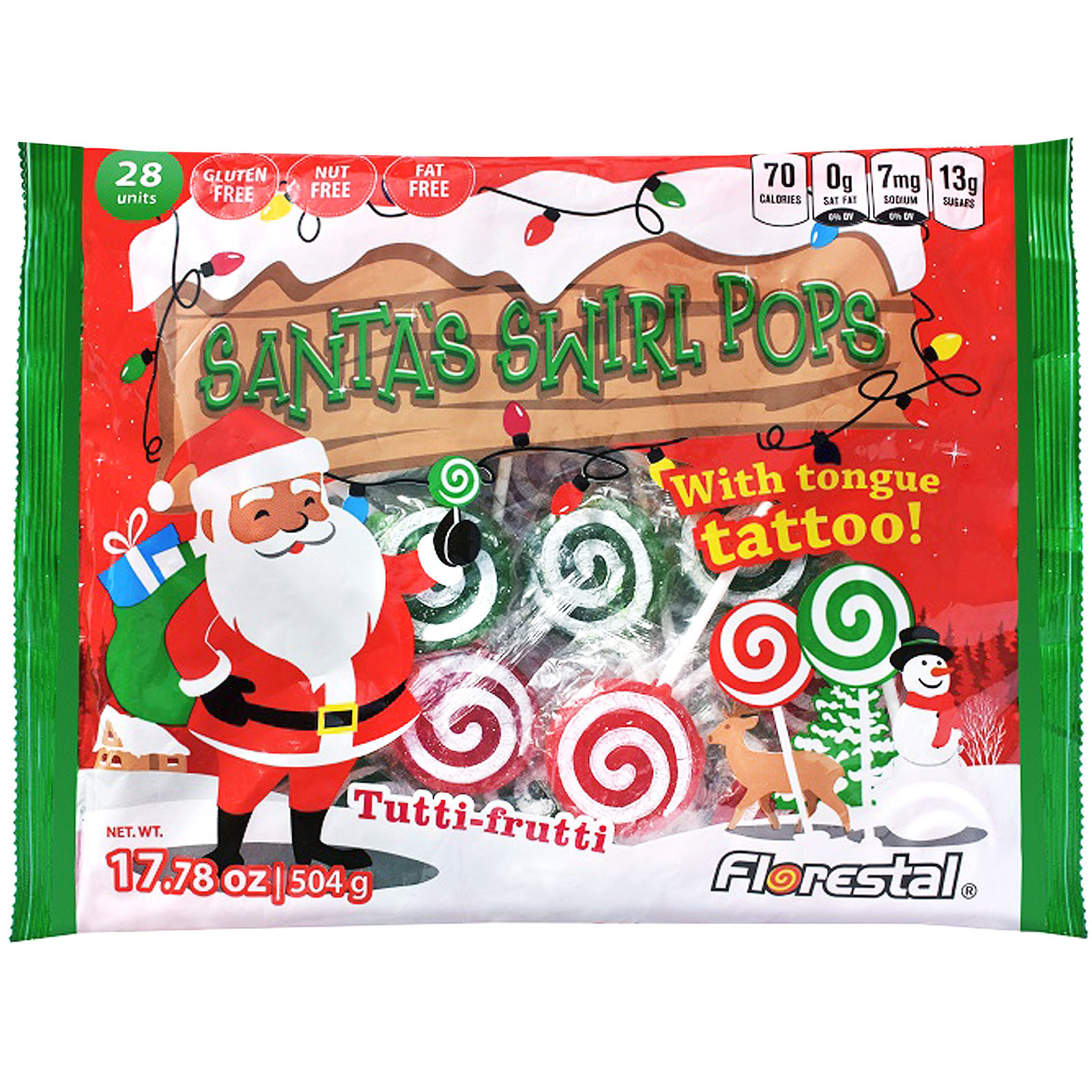 Christmas Tutti Frutti Swirl Pops with Tongue Tattoo 504g