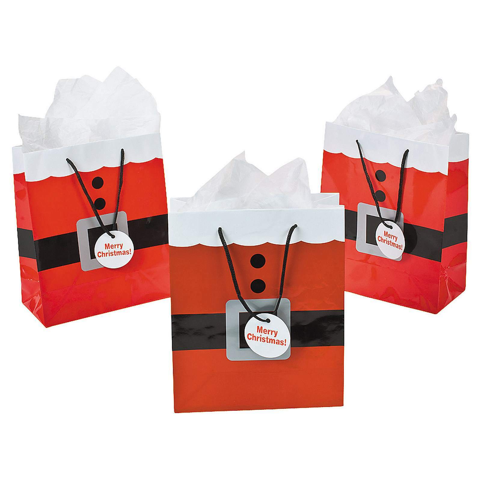 Medium Santa Paper Gift Bags (Pack of 12)