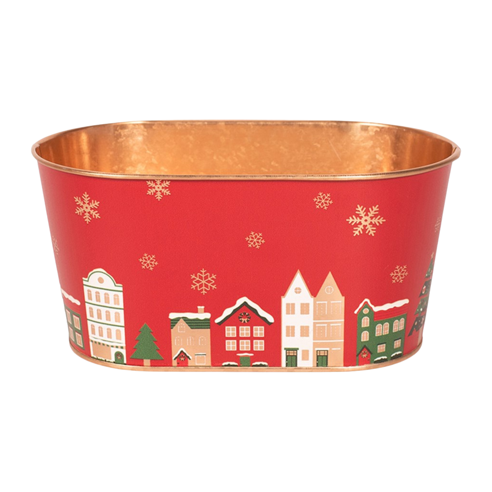 Small Christmas Metal Planter 