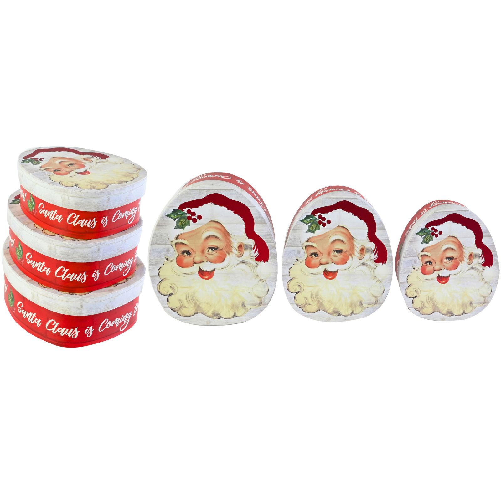 Classic Santa Oval Gift Boxes Pack Of 3